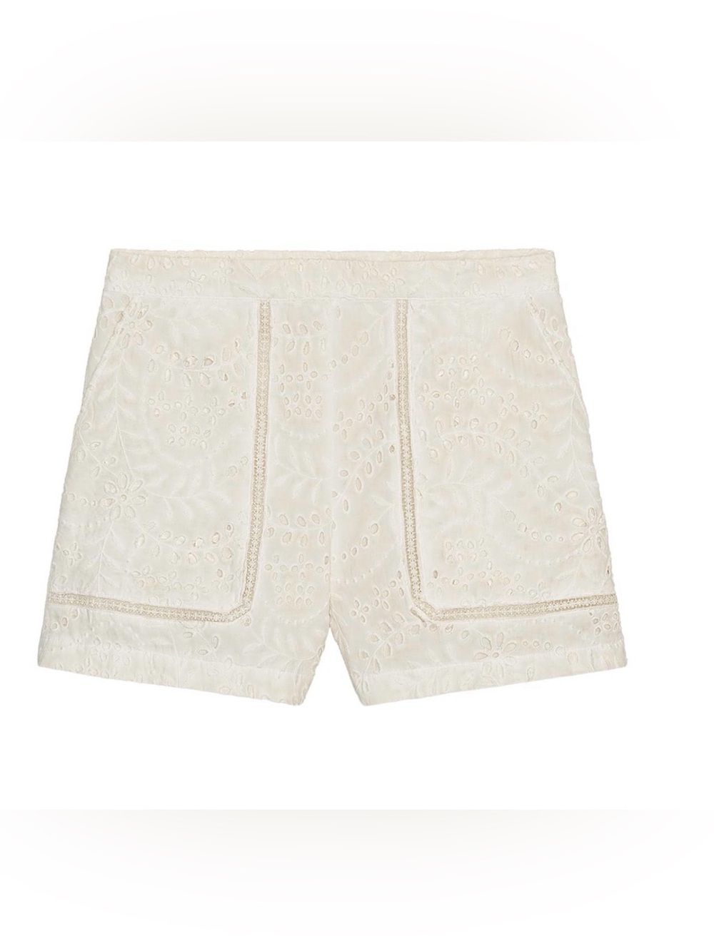Zara Cream Embroidered Shorts